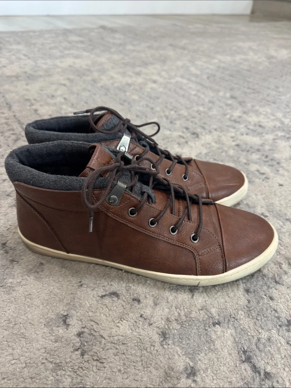 Aldo Brown Leather Chukka Boots with Gray Collar